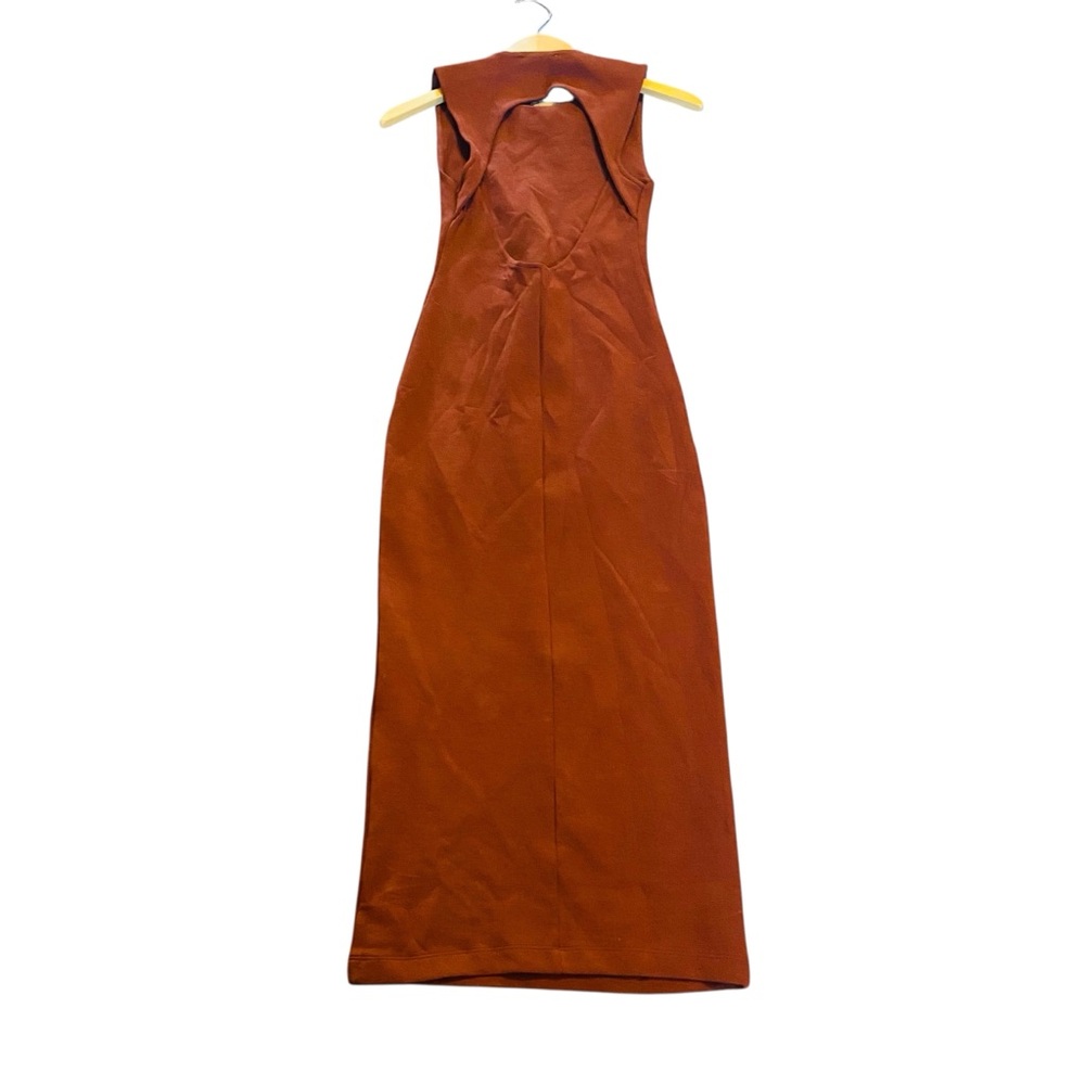 ZARA Brown Open Back Sleeveless Midi Sheath Dress - Picture 2 of 6